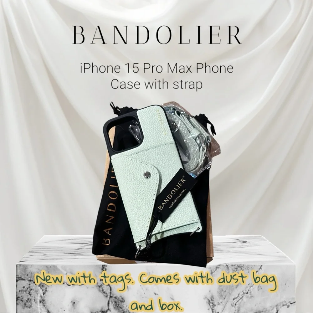 15 ProMax iPhone Bandolier Bobby Crossbody Phone Case in Pastel Green and Silver